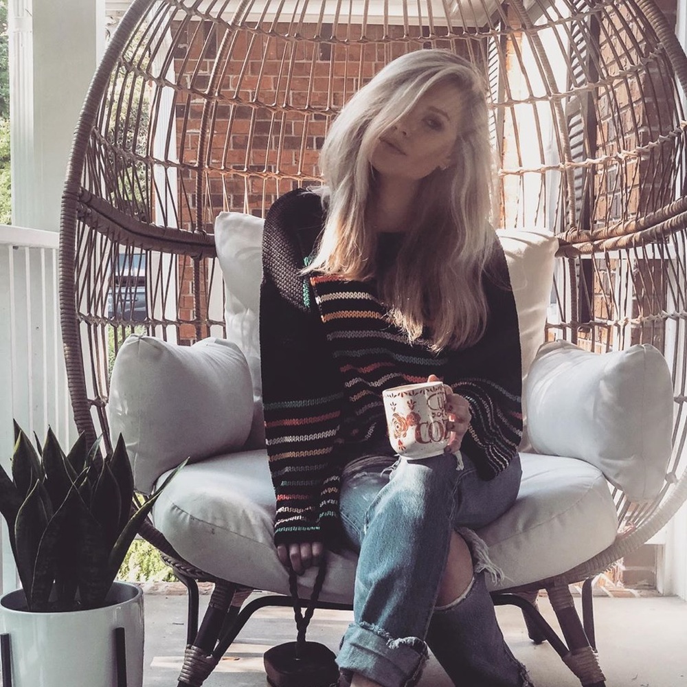 ♦️🎊Free Breeze Colorful Striped Sweater Black - Picture 4 of 7